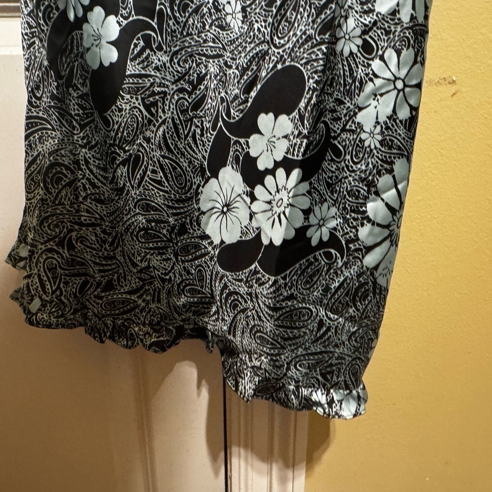 Free People Retro Daisy Asymmetrical Slip Dress Black Combo Flowered Sz L - Picture 8 of 15